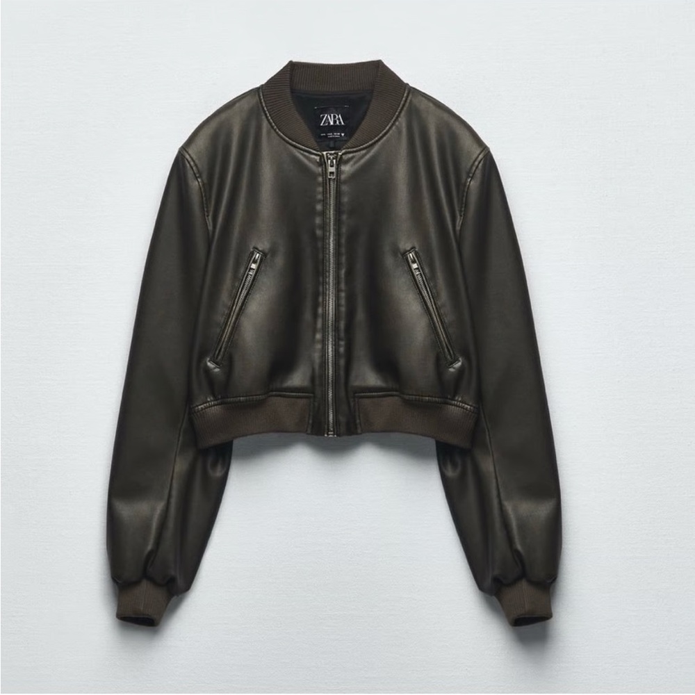 ZARA leather bomber jacket size XS